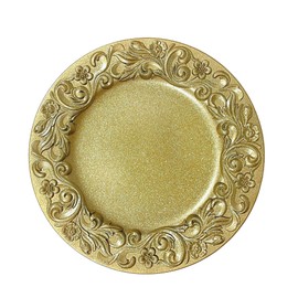 CN.JIAHE 13 Inch Round Gold Charger Plates, Set of 12pcs - Elegant Decorative Dinner Plates for Weddings, Holiday Party, Home Dining & Table Decor, Scratch-resistant & Reusable (SFMHFD)