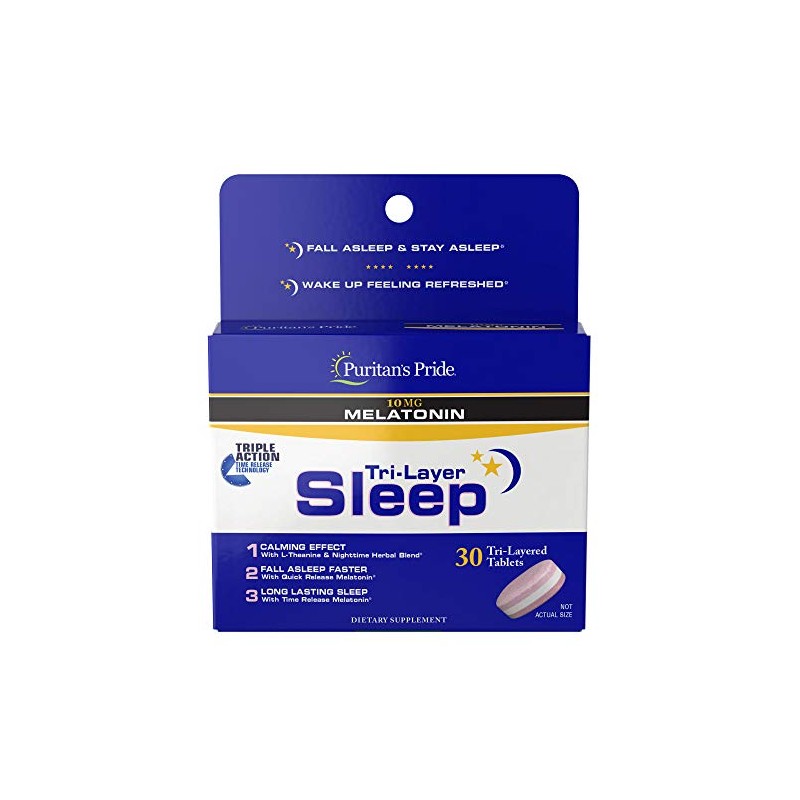 Puritan's Pride Tabletas para dormir de tres capas, 30 unidades