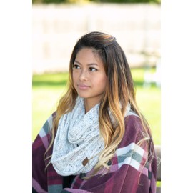 Funky Junque Womens Infinity Scarf Cable Knit Wrap - Confetti Ivory