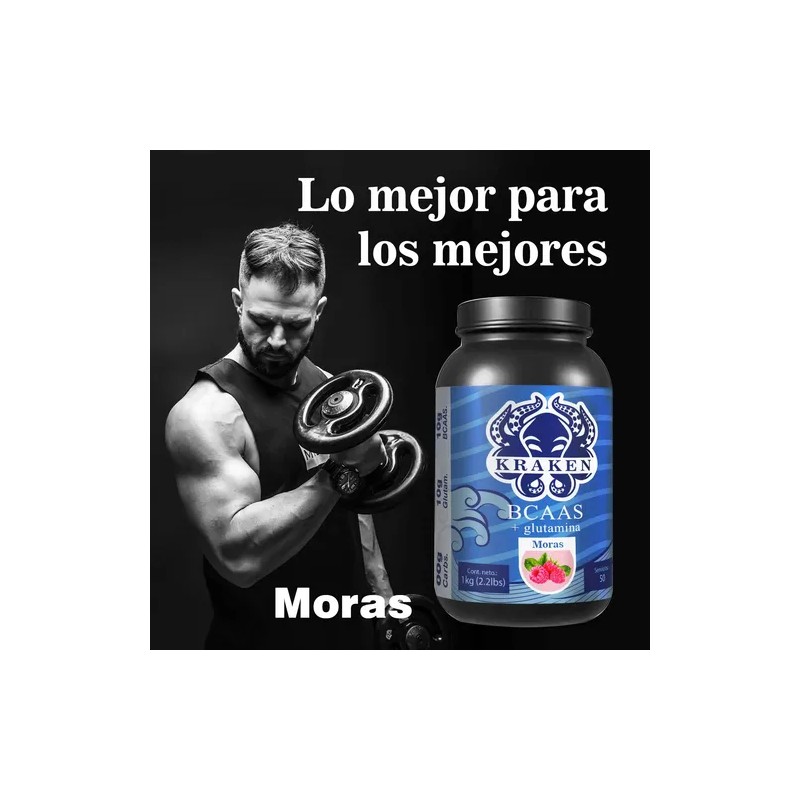 Aminoácidos Bcaas Glutamina Kraken 1kg 100 Servicios