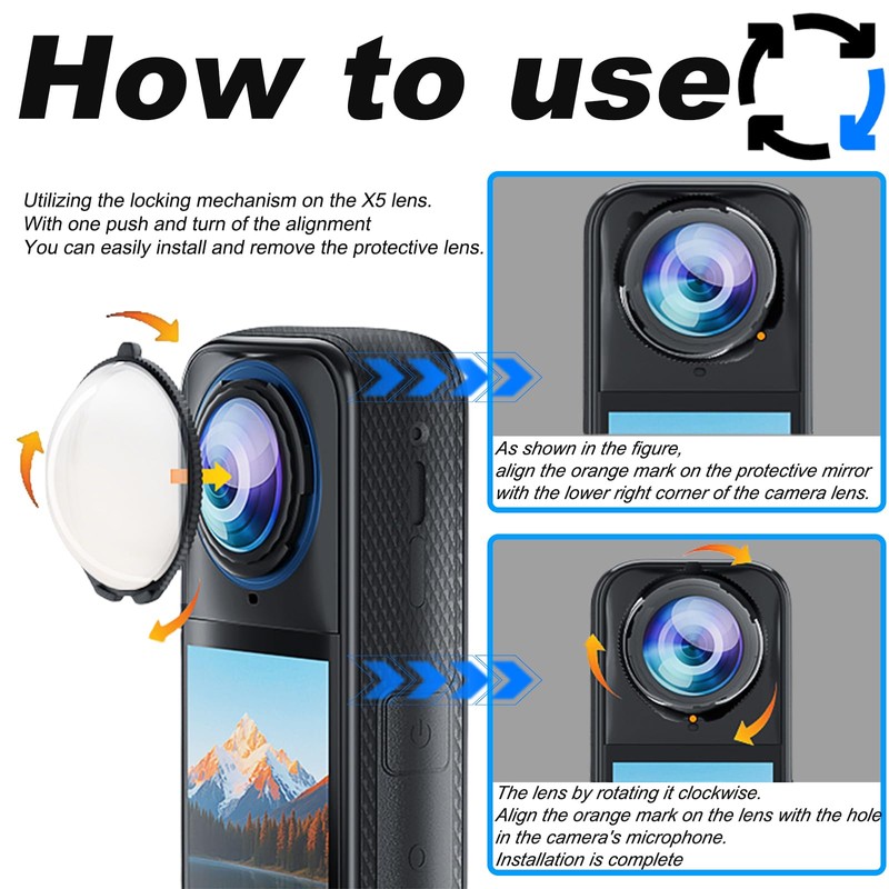 Sruim Insta 360 X5 Premium Lens Guards, Tempering Glass Lens