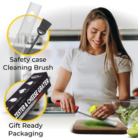 Stainless Steel Cheese Grater & Lemon Zester w/Extra Sharp Blade - Perfect for Lemon, Parmesan, Garlic, Chocolate - Spice Up any Dish in Seconds w/Your Premium Citrus Hand Grater with Handle - Red