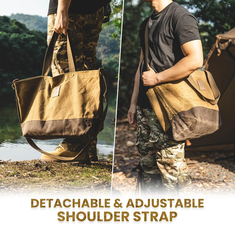 OneTigris Waxed Canvas Tool Tote Bag with Removable Tool Roll