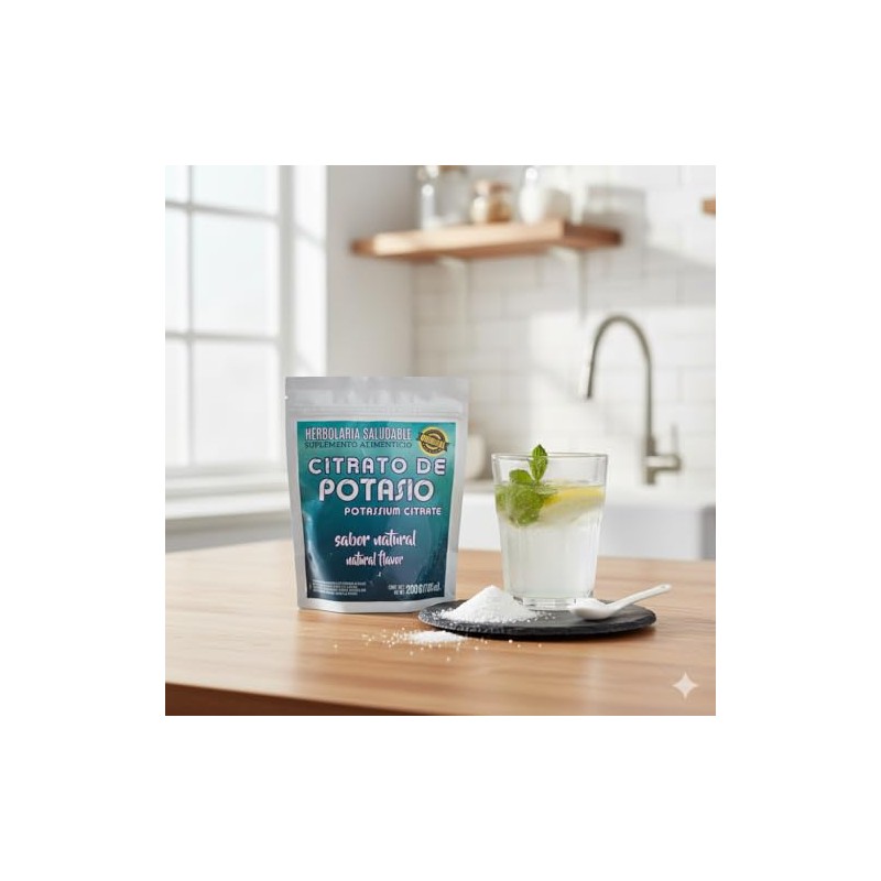 Citrato de Potasio, Suplemento Alimenticio Natural en Polvo, 200g, Sabor