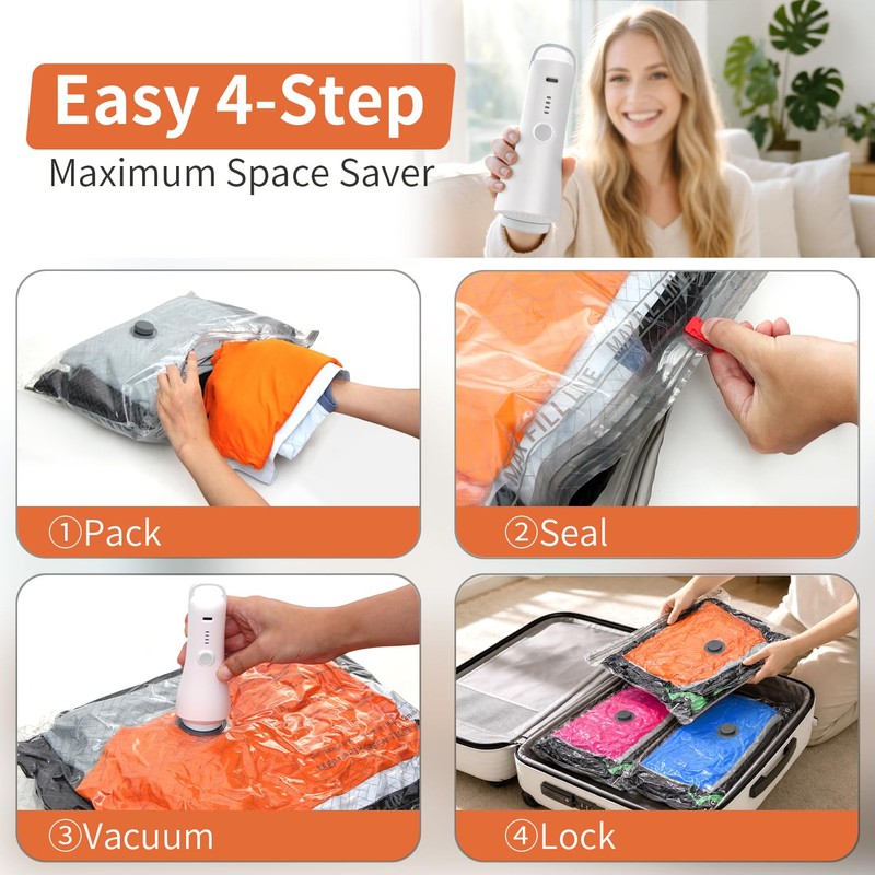 Vacuum Pump Electric for Travel Clothing Compression Storage Seal Bags