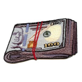 Fat WAD Dirty Money Patch Hundreds Blue Benjamins Embroidered Iron On