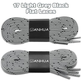 DANHUA Flat Thick Sneakers Shoelaces: 2 Pair 47.24 inch Light Grey Black Twill Point Athletic Shoe Laces