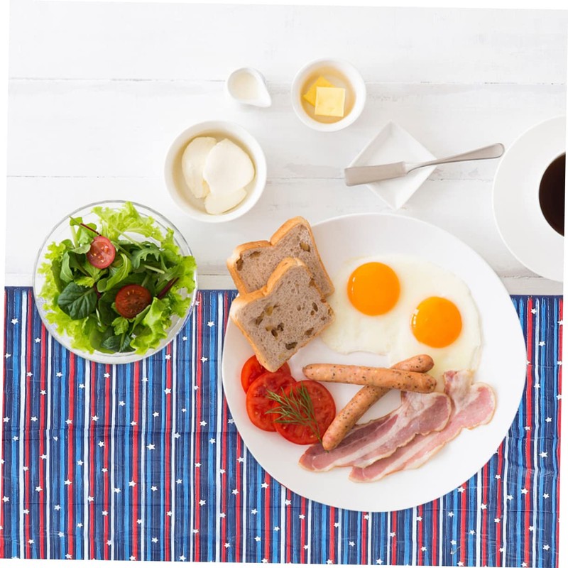 WHAMVOX 4th of July Decorative Table Cloth Star Strip Pattern