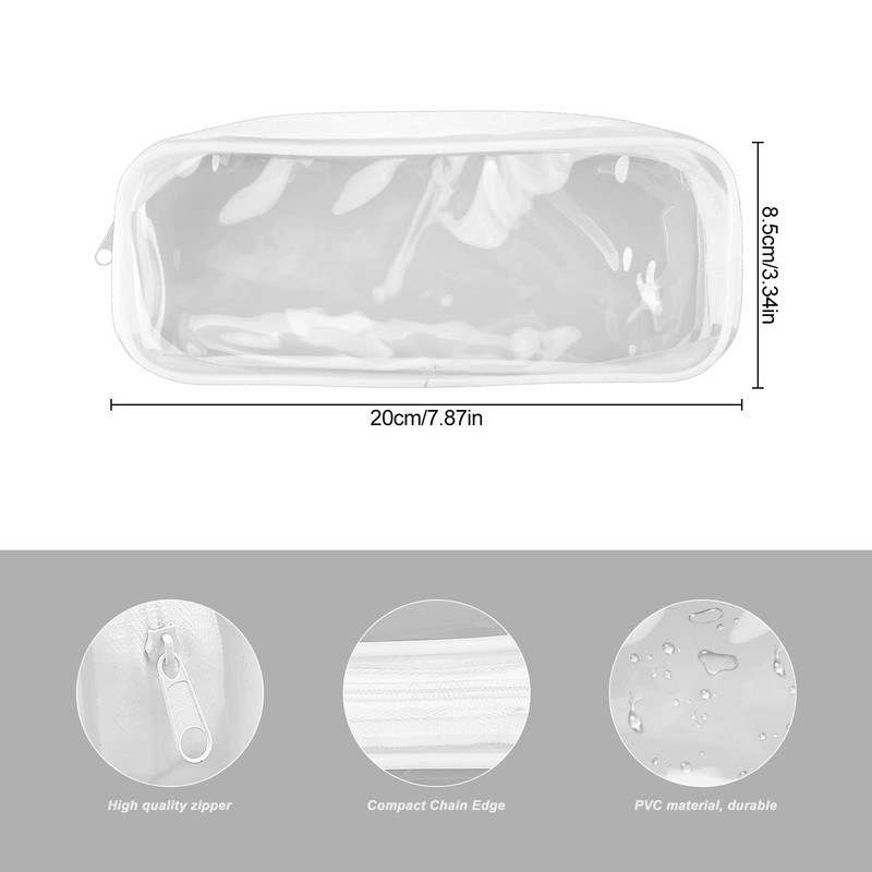 Jagowa Clear Pencil Bag, Waterproof Pencil Case with Zipper PVC