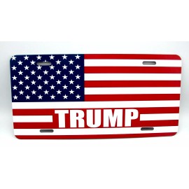 DIGIART TRUMP AMERICAN FLAG METAL CAR LICENSE PLATE. MAGA, MAKE AMERICA GREAT AGAIN