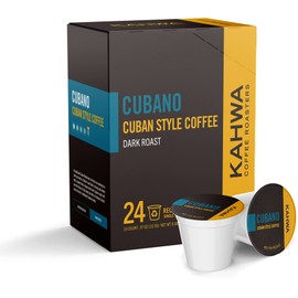 Kahwa Coffee Cubano, Cuban Coffee, Dark Roast Blend, Single-Serve Coffee Pods, Compatible with Keurig Brewers, 24 pods