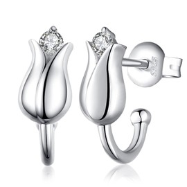 JewelryPalace Earrings Lucky Lily of the Valley Cubic Zirconia Stud Anniversary Engagement Celebration Accessory Popular Sterling Silver 925 Women's Gift, Cubic Zirconia