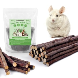 Bissap 120g/4.2oz Apple Sticks for Rabbits, Natural Bunny Chew Toys and Treats for Chinchilla Guinea Pig Hamster Gerbil Small Animals Pet Apple Wood Stick Toys Teeth Grinding