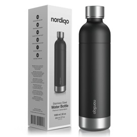 Nordiqo Premium 33 oz Stainless Steel Bottle - Compatible with SodaStream (not Fizz), Aarke and other Soda Makers | No Expiration Date | Dishwasher Safe | Leak Proof | BPA-Free