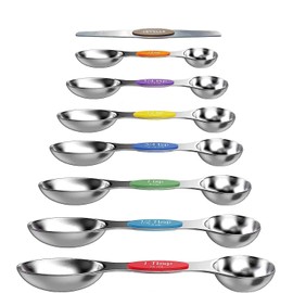 Magnetic Measuring Spoons Sets of 7,Steel Metal Measure Spoon Cups for Baking Cooking American Kitchen. A10550 Stainless Steel Measuring Spoons, Set for Measuring Dry and Liquids