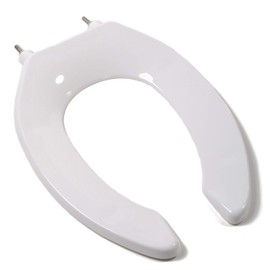 Comfort Seats C106C00 Commercial Quality Toilet Seat with an Open Front and Stainless Steel Hinge Post, Elongated, White