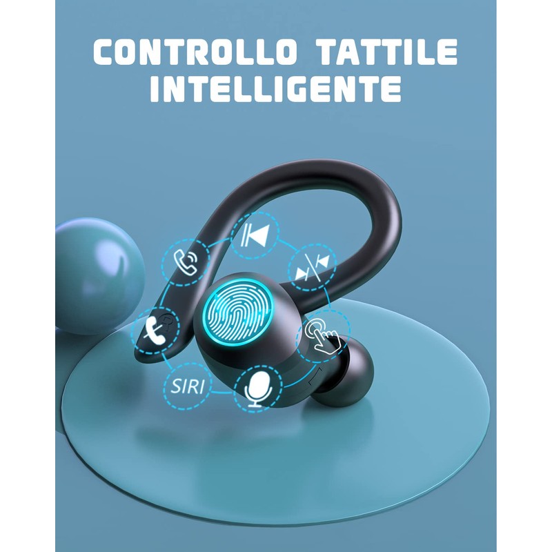 EUQQ Cuffie Bluetooth Sport, senza fili con tecnologia Bluetooth 5.3,