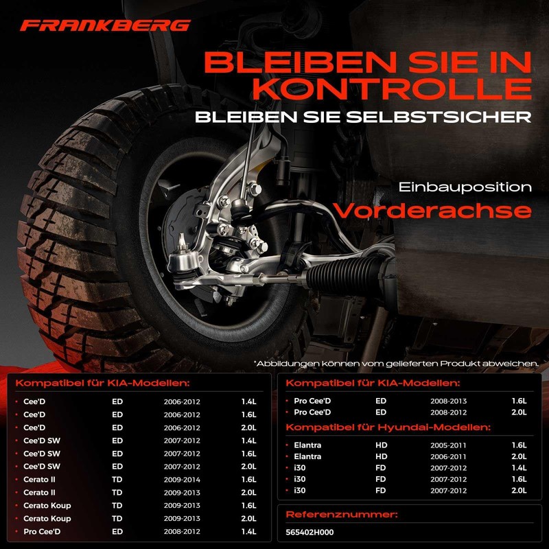 Frankberg 2x Tie Rod Front Axle Inner Compatible with i30