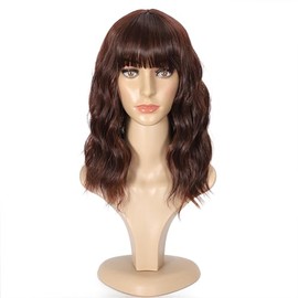 Ucubb Pelucas Rizadas Cortas Con Flequillo Para Mujer 14 Pulgadas Bob Ondulado Peluca Sintética Resistente Al Calor Pelucas De Fibra
