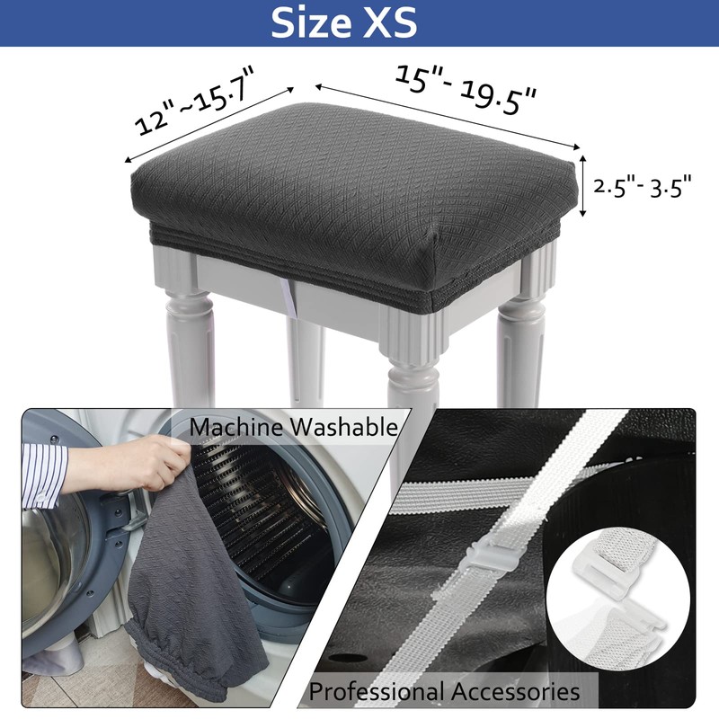 BUYUE 4 pcs Vanity Stool Bench Covers, Luxury Crease-Resistant Jacquard