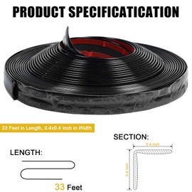 Peel and Stick Wall Molding Trim Self Adhesive L-Shaped Corner Guards Edge Protector Caulk Strip Flexible Inside & Outside Corner Trim for Tile Wall Decoration(Black, 33ft x 0.8in)