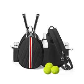 Lunbxx Tennis Bags Holds 2 Rackets for Women & Men, Tennis Backpack Crossbody & Shoulder Racket Bag, Insulated Pocket, Pickleball Bags for Women, Men and Youth (black)