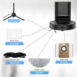 Accessory Kit for Tapo RV30 Max Plus Robot Vacuum Replacement Parts, 1 Main Brushes 2 HEPA Filters 2 Mop Pads 4 Side Brushes 2 Dust Bags