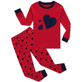 Little Hand Girls Pajamas Valentine's Gift for Kid 2 Piece 100% Cotton Long Sleeve Pjs for Toddler Kids Clothes 3-4 Years