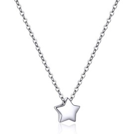 PROSILVER Collar Plata 925 Mujer y Hombre Dije Corazón/Redondo/Estrella/Rectangular Clásico Cadena Fina 41/45 cm Extensión 5 cm