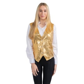 Dress Up America 744-L Adult Gold Sequined Vest, Large