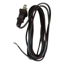 Jandorf 60135 Lamp Cord, 8', 18-2/SPT-1 Wire with Polarized Plug, Brown