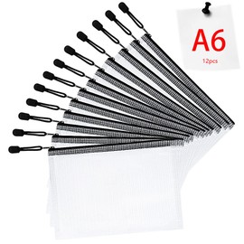 Vicloon Document Bag with Zip A6, 12 Pieces Mesh Plastic Zip Bag, Waterproof Document Case, Zip Bag, Wallet Bags, Plastic Mesh Document Folders