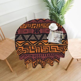 JEKYDOSD African Mud Cloth Tribal Printed Round Table Cloths - 60 Inch Spill Proof Washable Polyester Tablecloth Water Resistant for Outdoor Picnic Kitchen and Holiday Dinner Party
