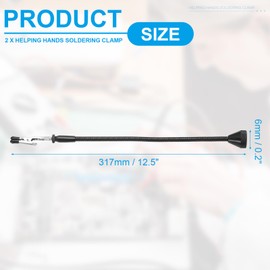 PATIKIL 2Pack Helping Hands Soldering Clamp, 12.5inch Magnetic Gooseneck Metal Arms with Alligator Clips for Electronics Painting Jewelry DIY, Silver/Black