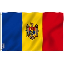 Anley Fly Breeze 3x5 Feet Moldova Flag - Vivid Color and Fade Proof - Canvas Header and Double Stitched - Republic of Moldova Flags Polyester with Brass Grommets 3 X 5 FT