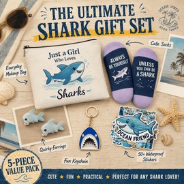 Flotreif Shark Gifts for Women & Girls Lovers – 5-Piece Gift Set for Women & Girls–Perfect Birthday & Friendship Gifts (Shark Gifts-5)