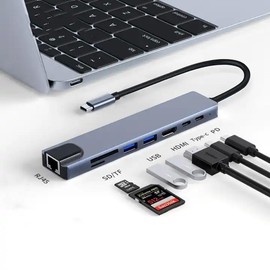 Mlink USB C Hub Docking Station, 8 in 1 Type C Hub USB C Dongle with HDMI 4K@60Hz, RJ45 Ethernet,100W Power Delivery, SD/TF Card Reader, 2 USB Ports, USB Type C Hub for MacBook Pro Air and More