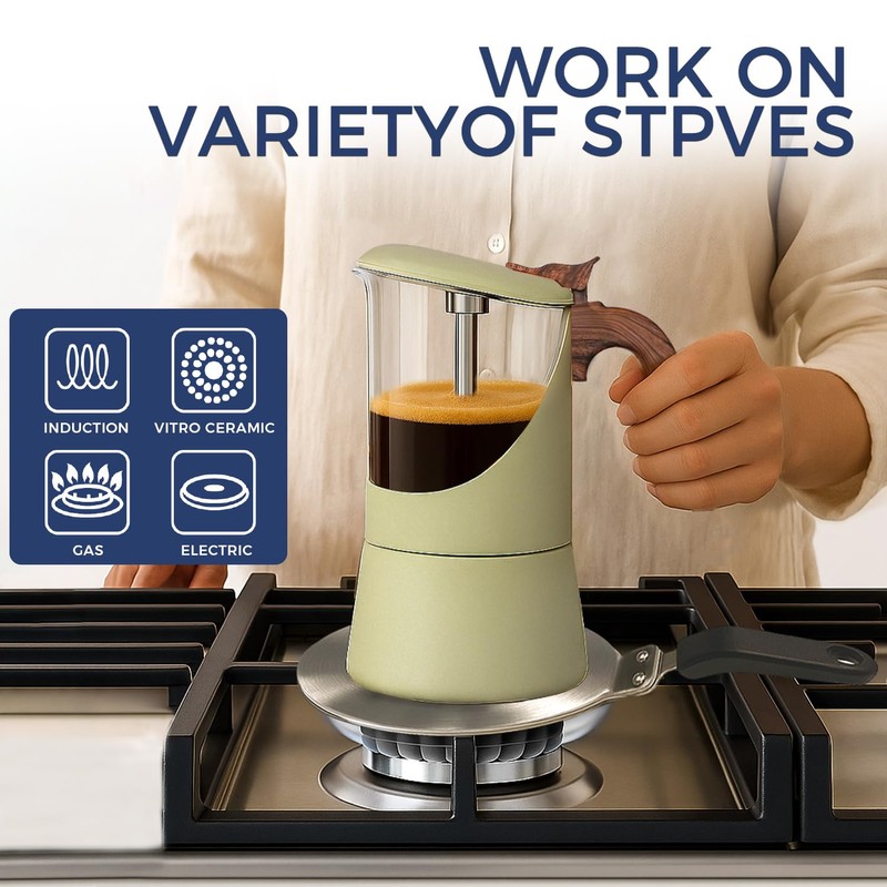 TWOCE Glass Moka Pot for Stovetop & Induction - Italian