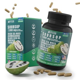 VYXION 20-in-1 Herbal Supplement – Soursop, Sea Moss, Ashwagandha, Moringa, Black Seed Oil, Turmeric | 60 Organic Capsules