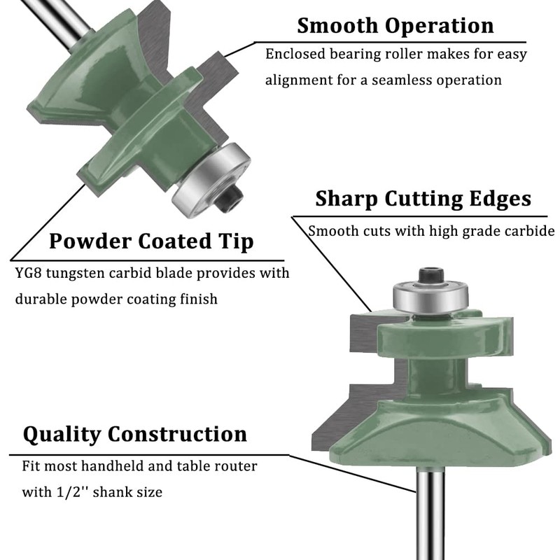OLETBE Tongue and Groove Flooring Router Bit Set 1/4-Inch Shank