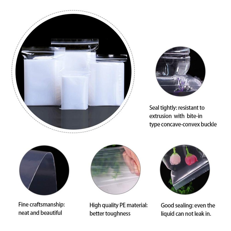 500pcs Grip Seal Bags 5 Mixed Size Reusable Poly Zip
