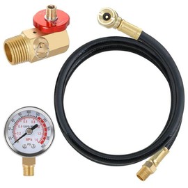 Hromee Air Tank Repair Kit w/Safety Valve, Pressure Gauge and 4 Feet Air Tank Hose Assembly kit for Portable Carry Tank