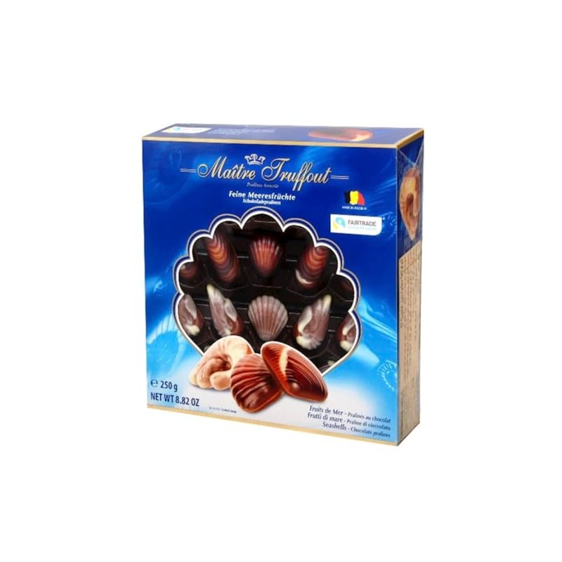 Maître Truffout Belgian Seashells Chocolate Pralines, Candy Gift Box, 250g