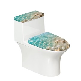 Flashideas Sea Shell Toilet Lid & Tank Cover Set - 2 Pcs Stretch Toilet Covers Fits Most Tanks & Lids