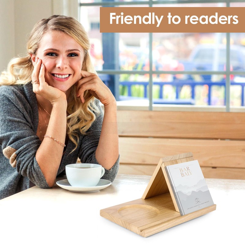 BTBHIHO Reading Book Shelf with Drink Holder, Small Reading Book