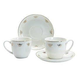 Gracie China Gold Bee Porcelain Tea or Coffee Cup And Saucer 9-Ounce (Set of 2)