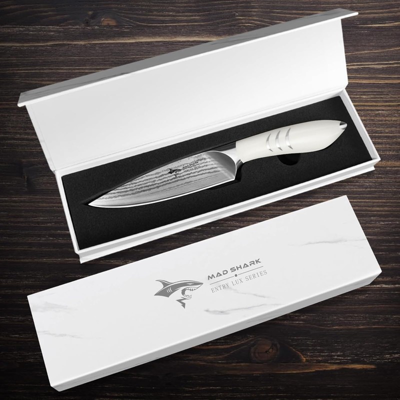 MAD SHARK 5 Inch Ultra Sharp Fruit Knife, Damascus Steel,