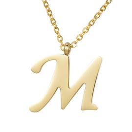 Morella Ladies' Necklace with Letter Pendant, Stainless Steel Gold, in Gift Bag., Stainless Steel