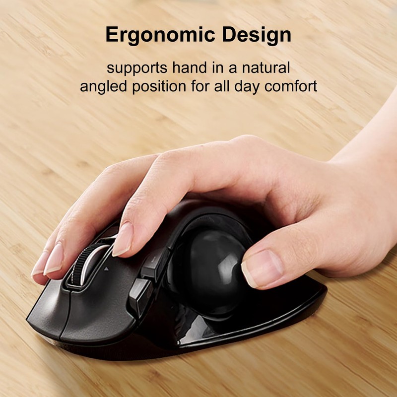 ELECOM EX-G Trackball Mouse, 2.4GHz USB Wireless, Ergonomic Design, Thumb