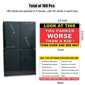 180Pcs Bad Parking Cards, 3.5x2 Inches You Parked Worse Than A Kid Business Cards, Funny Parking Violation Cards with Multi Reasons